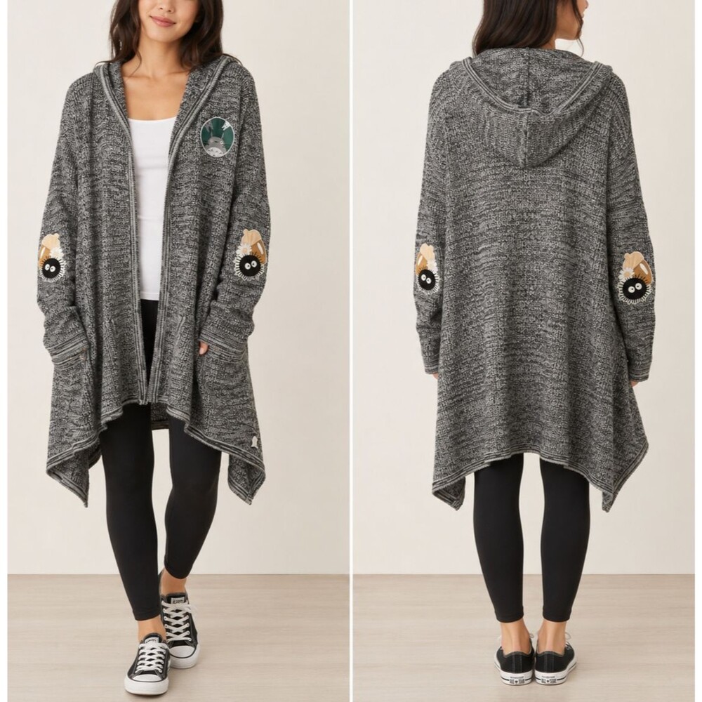 Her Universe My Neighbor Totoro Hooded Cardigan Gray Black Ghibli Soot Sprites M